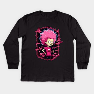 Pink Anger - Teenage frustration with wild hair Kids Long Sleeve T-Shirt